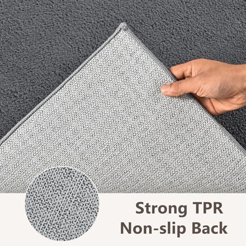 2x3 Dark Grey Solid Area Rug Washable Non-Slip Soft for Entryway Front Door - Image 6