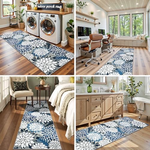 Outdoor Rug Waterproof, Washable Patio Runner Rug for Deck, 2x6, Blue - Image 6