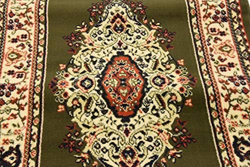 Unique Loom Reza Collection Traditional Persian Style Area Rug, 3 ft x 16 ft 5 in, Olive/Ivory - Image 6