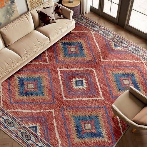 BESTSWEETIE 7'x9' Washable Area Rug for Living Room Bedroom Red/Orange - Image 7