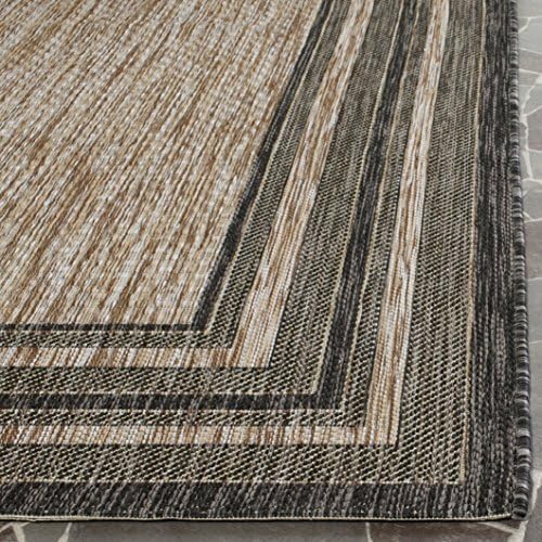 SAFAVIEH Courtyard Outdoor Square Rug 7'10", Natural & Black CY8475-37312 - Image 6
