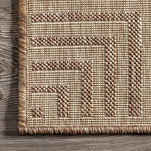 nuLOOM Asha Light Brown Bordered Indoor/Outdoor Area Rug, 4' x 6' - Image 6