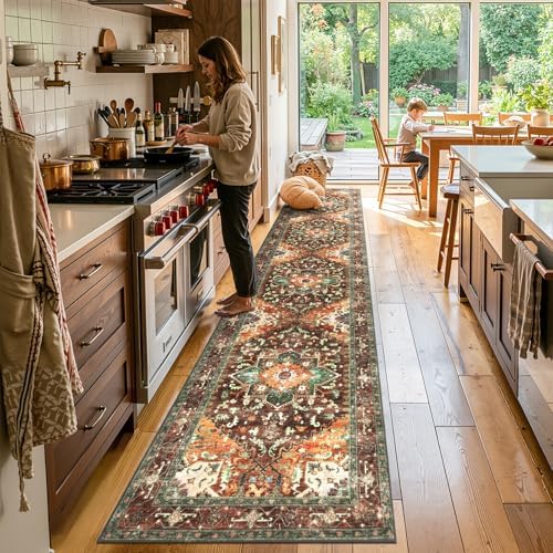 Yamaziot Washable Runner Rug, 3x14 Non-Slip Boho Hallway Kitchen Rug - Image 6