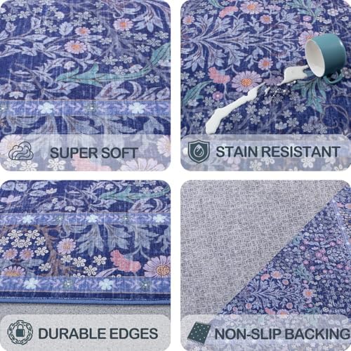 10x14 Area Rug for Living Room Washable Carpet (Blue) - Image 6