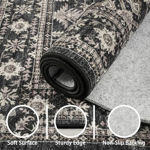 Grey Floral Hallway Runner Rug 2x5 for Bedroom Kitchen - Image 7