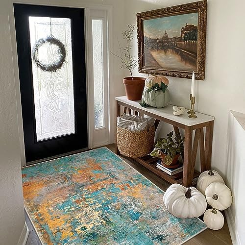 Lahome Modern Abstract Area Rug - 3x5 Soft Rug for Bedroom Non Slip Living Room Mat, Machine Washable Contemporary Throw Carpet for Office Front Door Entrance Way Kitchen Playroom, Rosy Clouds - Image 7