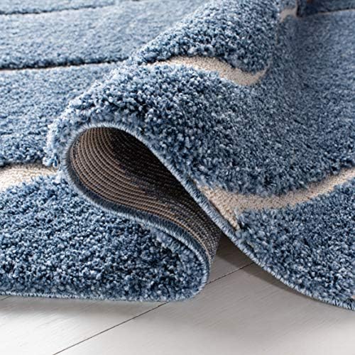 SAFAVIEH Florida Shag Collection Runner Rug - 2'3" x 13', Light Blue & Cream, Non-Shedding, 1.2-inch Thick, Ideal for Living Room, Hallway, Foyer, Bedroom (SG471-6011-213) - Image 6