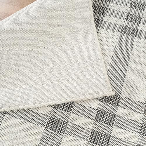 CAMILSON Easy Jute Rug 5x7, Indoor Outdoor Off-White Color Fiber Area Rugs for Living Room Patio and Kitchen Rug Checkred Boho Woven Design, Easy-Cleaning, Washable Outside Carpet (5 x 7) - Image 6