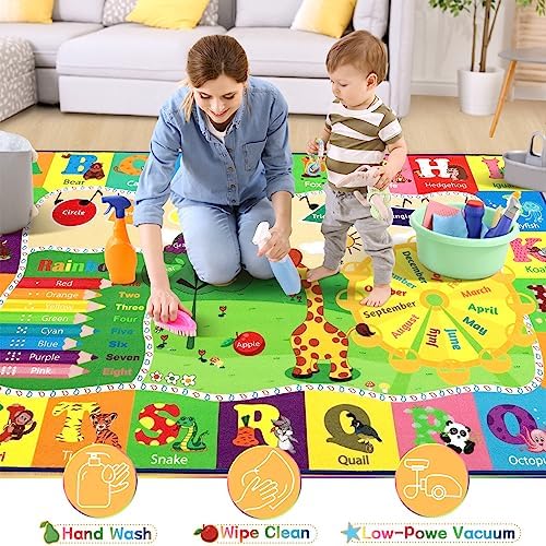 Chicrug 9x12 ABC Kids Rug for Classroom, Washable Non Slip Playroom Playmat - Image 7