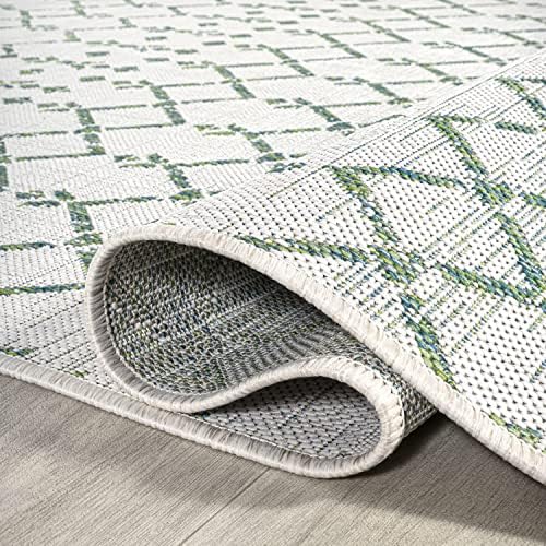 JONATHAN Y Moroccan Geometric Indoor Outdoor Area Rug 9X12 Green/Ivory, Ourika Textured Weave for Backyard, Patio, Porch, Easy-Cleaning, High Traffic, Pet-Friendly, Non-Shedding (SMB108R-9) - Image 6