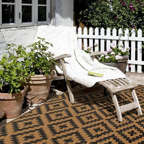 SAND MINE Reversible Mats, Plastic Straw Rug, Modern Area Rug, Large Floor Mat and Rug for Outdoors, RV, Patio, Backyard, Deck, Picnic, Beach, Trailer, Camping, Black & Brown, 3' x 5' - Image 7