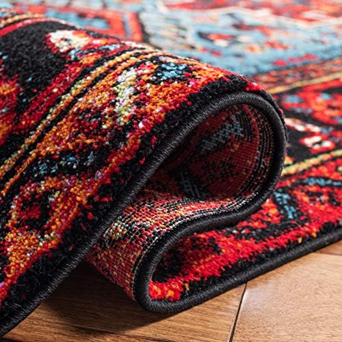 SAFAVIEH Vintage Hamadan Collection Area Rug - 3' Square, Red & Light Blue, Traditional Persian Design, Non-Shedding & Easy to Clean, Ideal for Living Room, Bedroom, Dining Space (VTH211Q) - Image 7