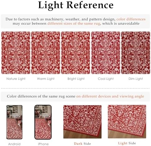 PureCozy Red Small Area Rug 3x5 Vintage Floral Farmhouse - Image 6