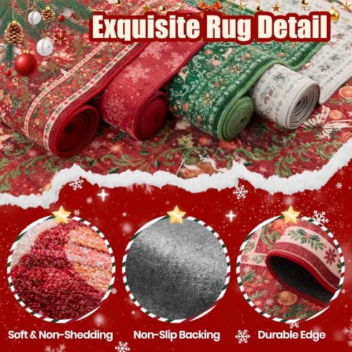 Christmas Runner Rug 3x6, Washable Rugs for Living Room (3'x6', Red) - Image 7