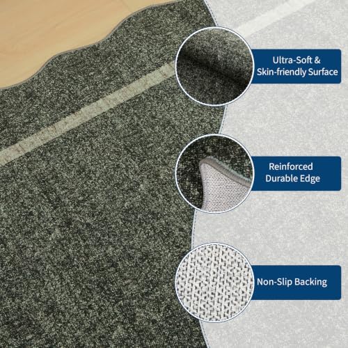 GarveeHome Scalloped Washable Rug 4x6 Forest Green Living Room Area Rug - Image 7