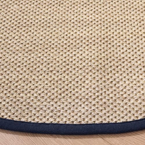 SAFAVIEH Natural Fiber Round Rug 6', Sisal Textured Navy NF143N - Image 2