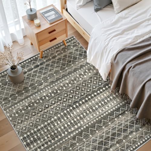 Miukiki 3x4 Washable Area Rug Moroccan Soft Non Slip Entryway Rug Black - Image 7