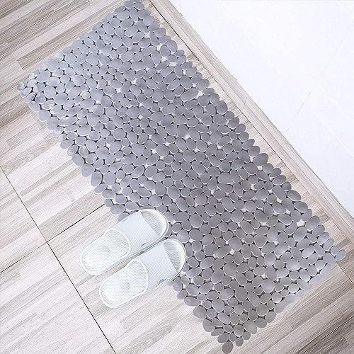 SONGZIMING Bathtub Mat Non Slip 2 Pack, 35 x 16 Inches Pebble Shower Mat with Suction Cups and Drain Holes, Bath Mat for Shower,Bathroom tub (Grey) - Image 6