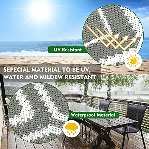 fifame 9x12 Outdoor Rug, Plastic Woven Patio Mat, Waterproof RV Camping Rug - Image 7