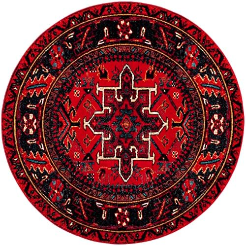 SAFAVIEH Vintage Hamadan Round Rug 3', Traditional Red & Multi VTH211A - Image 4