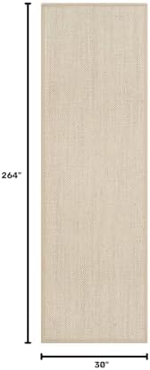 SAFAVIEH Natural Fiber Area Rug 2'6"x22' Textured, Marble & Linen NF143B - Image 2