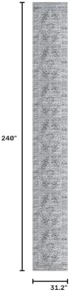 KUTA Long Runner Rug for Hallway 2.6x20ft Grey Blue White Vintage Washable - Image 2