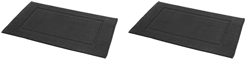 Amazon Basics Banded 100% Cotton Machine Washable Bathroom Bath Rug Mat, 31" x 20", Black (Pack of 2) by AmazonBasics