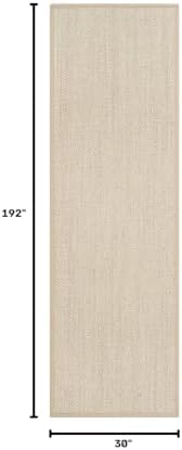 SAFAVIEH Natural Fiber Runner Rug 2'6"x16' Textured, Marble & Linen NF143B - Image 2