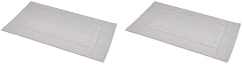 Amazon Basics Banded Bathroom Bath Rug Mat, Machine Washable, 100% Cotton, 31" x 20", Light Gray (Pack of 2) by AmazonBasics