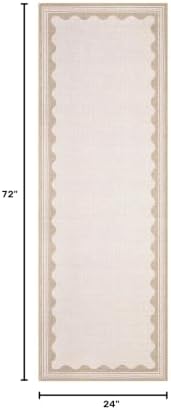 GarveeHome Scalloped 2x6 Runner Rug for Hallway Washable Kitchen Rugs Non Slip Solid Beige Modern Soft Low-Pile Indoor Carpet for Entryway Laundry Room Floor Mats - Image 2