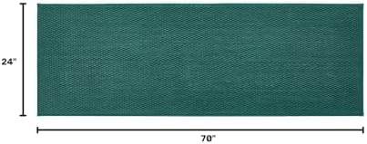 TYUU Bathroom Runner Rugs, Long Bath Mat Runner Washable Thin Quick Dry Low Pile Bathroom Runner Rugs Non Slip, Dark Green 24"x70" - Image 2