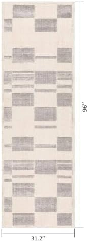 Pale Grey Matrix 2.6x8 ft Light Gray Runner Rug for Hallway Entryway - Image 2