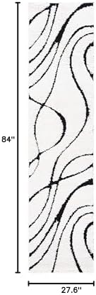 SAFAVIEH Florida Shag Runner Rug 2'3"x7', Soft Ivory & Black SG471-1290 - Image 2
