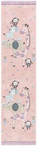 SAFAVIEH Carousel Kids Collection Runner Rug - 2' x 8', Blush Pink, Animal Design, Easy Care & Non-Shedding, Ideal for High Traffic Areas for Boys & Girls in Playroom, Nursery (CRK120U-28) by Unknown