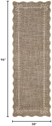 GarveeHome Scalloped Hallway Runner Rug 2.5x8 Non Slip Bedroom Rugs, Brown - Image 2