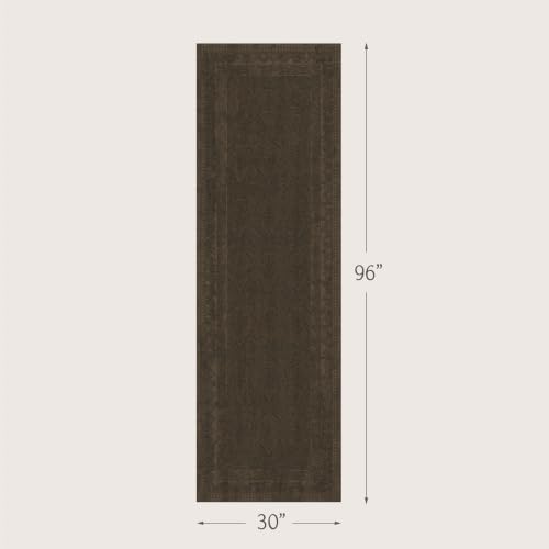 Brown 2'6" x 8' Long Hallway Runner Rug, Non-Slip Washable Vintage Distressed Rugs for Bathroom & Entryway, Low Pile Stain Resistant Kitchen Runner, Modern Farmhouse Décor - Image 2