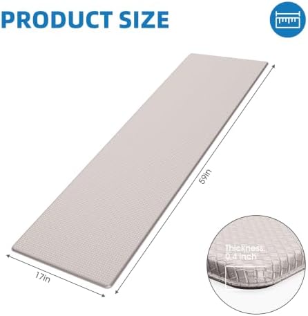 Kitchen Mats for Floor, Extra Long Anti-Fatigue Kitchen Rug, Ivory - Image 2