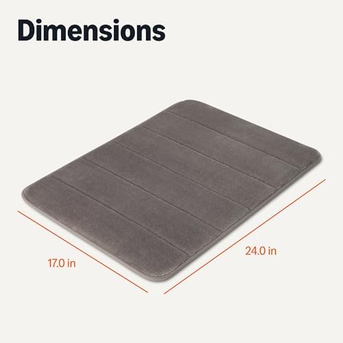 Amazon Basics Bath Mat for Bathroom, Absorbent Plush Memory Foam, Fast Dry Microfiber, Non-Slip, 17 x 24 Inches, Dark Gray - Image 2