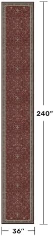 Hazo Haus Burgundy Washable 3x20 Extra Long Hallway Runner Rug, Neutral Boho Large Kitchen Floor Rug Indoor, Non-Slip Stain & Fade Resistant, Vintage Bohemian Red Floral Décor - Image 2
