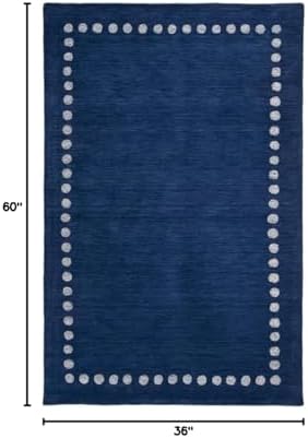 SAFAVIEH Kids Collection Accent Rug - 3' x 5', Navy, Handmade Polka Dot Border Wool, Ideal for High Traffic Areas in Entryway, Living Room, Bedroom (SFK802N) - Image 2