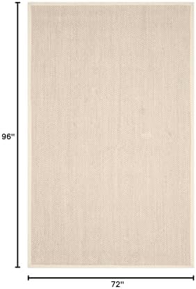 SAFAVIEH Natural Fiber Area Rug 6x8 Sisal Textured, Marble & Beige NF143C - Image 2