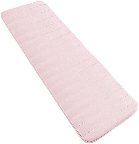 Yimobra Bathroom Runner Rugs 72"x24" Non Slip Washable Memory Foam Bath Mat, Super Soft Water Absorbent Hallway Carpet for Vanity Tub Shower, Pink - Image 6