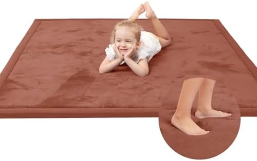 Huloo Sleep Ultra Soft Baby Play Mat for Floor,1.3" Thick Elasti-Foam 50x50 Playpen Mat for Toddlers Infant Kids,Non-Slip Backing Safe for Crawling&Tummy Time,Tatami Style （Brick） by HulooSleep