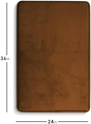 Clara Clark Bathroom Rugs, Velvet Memory Foam Bath Mat, Non-Slip Bath Rugs, Machine Wash, Dries Quickly, Ultra Soft Plush Bath Mats for Bathroom, 24 x 36, Brown - Image 2