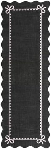GarveeHome Scalloped Hallway Runner Rug 2.5x8 Non Slip Black Pink Rugs - Image 4
