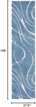 SAFAVIEH Florida Shag Collection Runner Rug - 2'3" x 9', Light Blue & Cream, Non-Shedding & Easy Care, 1.2-inch Thick Ideal for High Traffic Areas in Living Room, Bedroom (SG471-6011) - Image 2