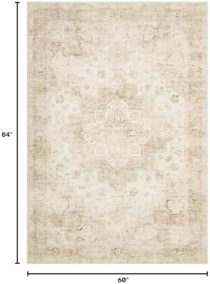 Garvee 5x7 Washable Area Rug Soft Vintage Boho Beige Bedroom Rug Non Slip - Image 2