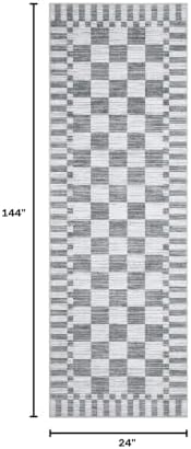 GarveeHome 2x12 Checkered Kitchen Runner Rug for Hallway Non Slip Washable - Image 2