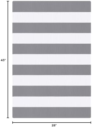 KOZYFLY Striped Rug 2.3x3.6 ft Cotton Woven Front Door Rugs, Gray and White - Image 2
