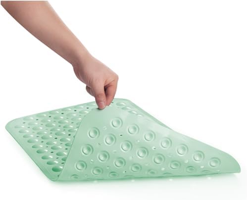 AmazerBath Bath Tub Mat, Medium Size 27.6 x 15 Inches Non-Slip Shower Mats with Suction Cups and Drain Holes, Bathroom Bathtub Mats Machine Washable (Mint Green) - Image 3
